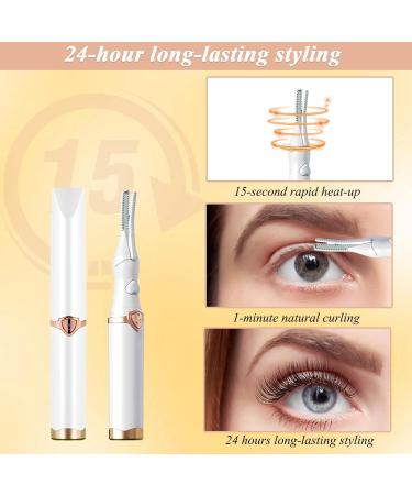 Electric Heated Eyelash Curler Portable Heated Lash Curler - 24 Hours Long Lasting Electric Eyelash Curler Intelligent Power 0ff for Eye Beauty Makeup - White - Buy Online on GoSupps.com