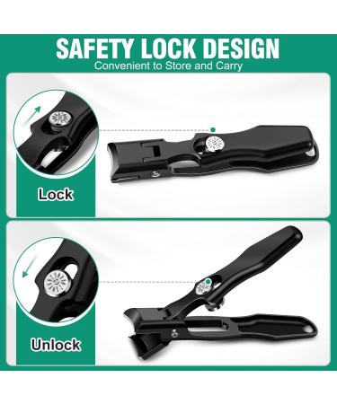 Heavy Duty Nail Clippers for Men | Large Toenail Clippers for Thick Nails & Seniors | No Splash Fingernail Cutter with Catcher - Black - Buy Online on GoSupps.com