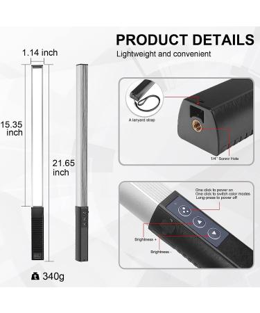 LUXCEO Portable LED Photography Light Wand - 1000 Lumens, CRI 95+, USB Rechargeable, Remote Control, Carry Bag - Adjustable Color Temperature, 36 Colors - Buy Online on GoSupps.com