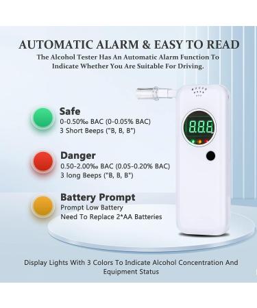 Chaoos Breathalyzer - Portable Professional High Precision Alcohol Tester with LCD Digital Display and 20 Mouthpieces, Ideal for Personal and Professional Use - White - Buy Online on GoSupps.com