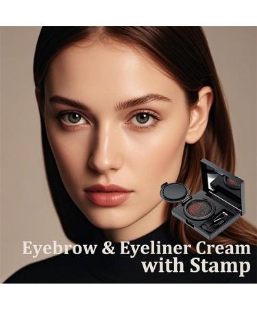 Joygoodta_C89_5521652 Cream Eyeliner Eyebrow with Stamp 2 in 1 DoubleHeaded Eyeliner Stencil Eyebrow Stamp Double Color Waterproof Stain Proof Makeup for Women - Buy Online on GoSupps.com