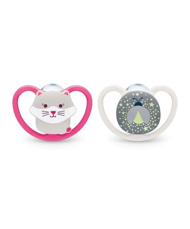 NUK Space Orthodontic Pacifiers, 18-36 Months, 2 Pack 18-36 Month (kids) Cat/Firefly