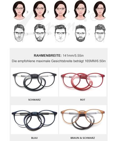 Lanomi Round Oval Reading Glasses for Men & Women - Magnetic Closure Light Reading Aid with Elastic Silicone Straps Blue 1.5x - International Shipping Available - Buy Online on GoSupps.com