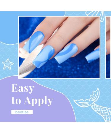 Beetles Blue Purple Gel Nail Polish Set - 6 Pcs Aquamarine Mermaid Gel Polish | Soak Off UV LED, Base & Top Coat | Salon Quality Starter Kit | Mother's Day Gifts - Buy Online on GoSupps.com
