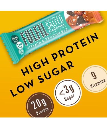 Fulfil Vitamin and Protein Bar (15 x 55 g Bars) Chocolate Salted Caramel Flavour 20 g High Protein 9 Vitamins Low Sugar - Buy Online on GoSupps.com