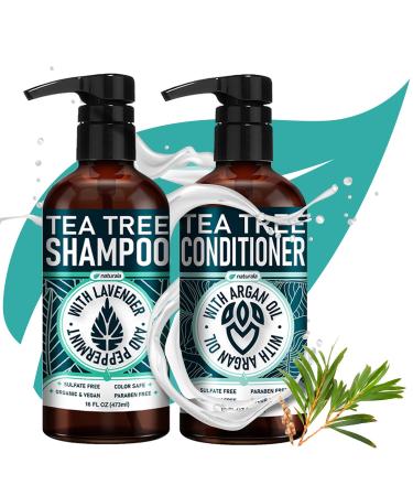 NATURALA Tea Tree Shampoo & Conditioner Set for Dry Itchy Scalp - Sulfate Free with Essential Oils - Anti-Dandruff Formula for Men and Women - Buy Online on GoSupps.com