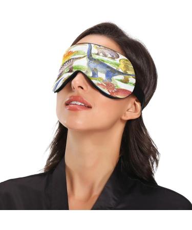 WELLDAY Sleep Mask Wildlife Dinosaurs Night Eye Shade Cover Soft Comfort Blindfold Blockout Light Adjustable Strap for Men Women - Buy Online on GoSupps.com