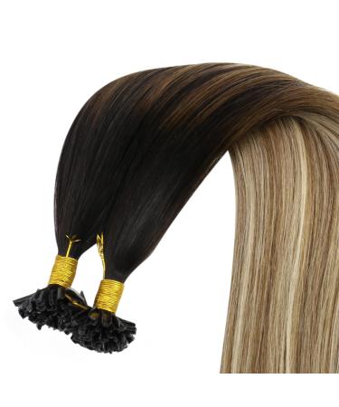 Youngsee 40cm Real Hair U Tip Extensions - Balayage Brown & Blonde Bonding - 50g Keratin U Tip Hair Extensions #2/6/24 - Buy Online on GoSupps.com