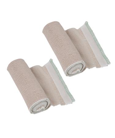 Houseables Elastic Bandage Wrap, 6 in, Cotton Compression Wraps with Hook & Loop, 2 Pack, 13 - 15 Stretched, Beige, Wide Surgical Bandages for Leg, Knee, Sprain, Wrist, Chest, Body, Medical