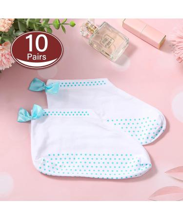 10 Pairs Moisturizing Spa Socks for Dry Feet | Cotton Moisture Enhancing Socks | Overnight Cosmetic Moisturizing Socks for Women and Men | White (Blue Dots Pattern) - Buy Online on GoSupps.com