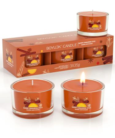 Candles Gifts for Women | Scented Candles Gift Set for Anxiety | 3 Scented Red Candles | Relaxation Gifts for Women (Warm Cinnamon Stick)