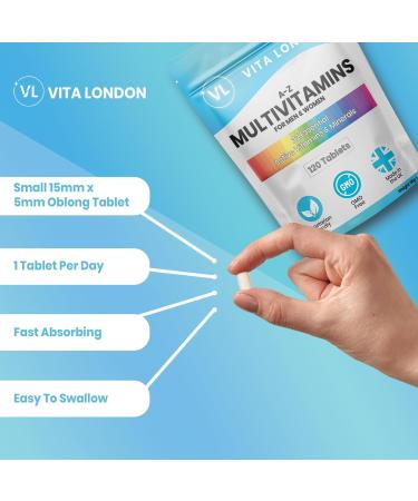 Multivitamin Tablets for Women & Men | 22 Essential Active Multi Vitamins & Minerals | 4 Month Supply (Tablet not Powder or Multivitamins Capsule) | UK Made Supplements 120 count (Pack of 1) - Buy Online on GoSupps.com
