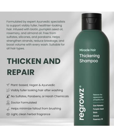 Regrowz Shampooing paississant pour cheveux au palmier nain beurre de karit biotine noix de coco argon huile de romarin bio et v g talien 225 ml 225 ml (Lot de 1) - Buy Online on GoSupps.com