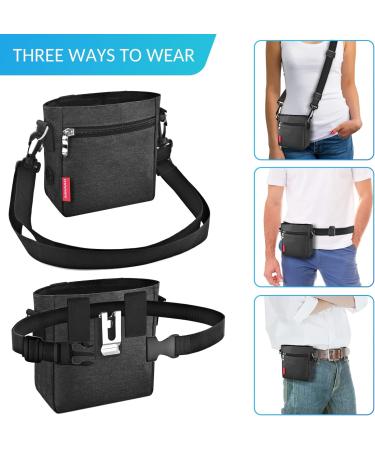 AEMIAO Dog Treat Pouch with Magnetic Closure & Poop Bags - Hands-Free Training Bag, Adjustable Belt - Dark Grey - Buy Online on GoSupps.com