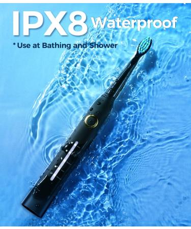 Electric Toothbrush for Adults with Travel Case | 40 000 VPM 8 Brush Heads 5 Modes - Black - Buy Online on GoSupps.com