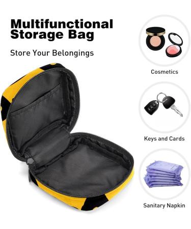 Golden Royal Crown Pattern Black Sanitary Napkin & Menstrual Cup Storage Bag - Portable Period Pouch for Women & Girls - Multicolored 1 Piece - Buy Online on GoSupps.com