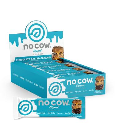 No Cow High Protein Bars, Chocolate Salted Caramel - Healthy Snacks, 20g Vegan Protein, High Fiber, Low Sugar, Keto Friendly, Dairy & Gluten Free (12 Count)