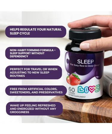 LIVS Sleep Gummies with Melatonin | Deep Sleep Supplement Vegan Gluten-Free Non-GMO Sleeping Gummies | Natural Calm & Relaxation Support | Strawberry Flavor 5mg Melatonin Per Dose 60 Ct Sleep Gummeis 60 Count (Pack of 1) - Buy Online on GoSupps.com
