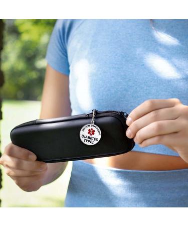 Divoti Insulin Dependent T1D Bag Tag - Quick Click Pre-Engraved Stainless Steel Dual-Sided | Bold Lettering for Insulin Users - Buy Online on GoSupps.com