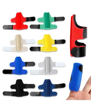 8PCS Finger Splints Finger Sleeves Finger Straightener Finger Strap Finger Support for All Fingers (Yellow  Red  Green  Bright Blue  Dark Blue  Black  Light Gray  Skin Tone)