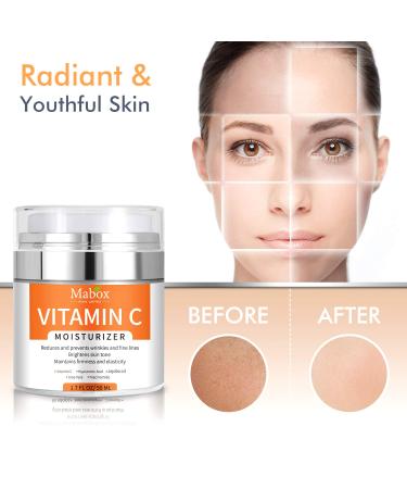 Mabox Vitamin C Moisturizer Cream with Vit E, Hyaluronic Acid, Niacinamide - Dark Spot Remover for Face & Body - Anti-Aging Formula (1.7 Fl. Oz) - Buy Online on GoSupps.com