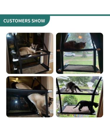 Oceskyha Cat Window Perch Hammock with Free Fleece Blanket - Extra Large & Sturdy Cat Bed for Indoor Resting - Space Saving Double-layer Flannel Design - Buy Online on GoSupps.com