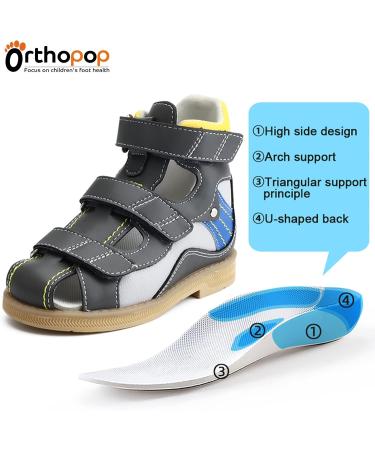 Orthopedic Toddler Sandals with Arch & Ankle Support - Size 6.5 High Back Corrective Shoes - Buy Online on GoSupps.com