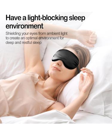 Silk Sleep Mask | Soft Satin Eye Cover for Men & Women | Adjustable Blackout Blindfold for Comfortable Sleep (Black - Buy Online on GoSupps.com