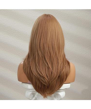 Uevies Strawberry Blonde Synthetic Wig - 26 Inch Smooth Layered Realistic Look for Women | Perfect for Halloween Cosplay & Everyday Use - Buy Online on GoSupps.com