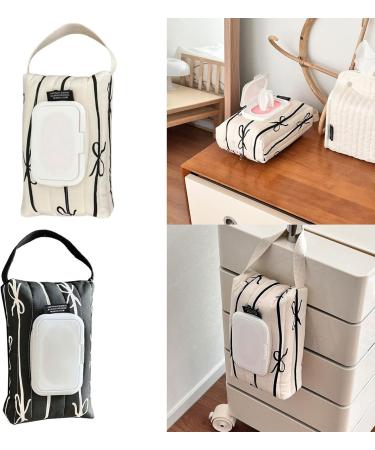 Travel friendly wet wipe storage case quilted durable cotton storage bag with fashionable stripe and bowknot detail  - Buy Online on GoSupps.com