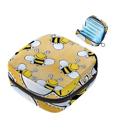 Bee insect patterns women's napkin storage bag menstrual pad bag portable menstrual cup pocket with zipper for teenagers girls women women