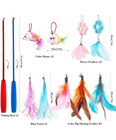 Easy Joy 11-Piece Interactive Cat Toy Set | Feather Telescopic Fishing Rod for Small & Large Cats - Buy Online on GoSupps.com