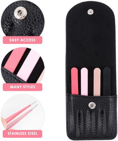 Beaupretty Professional Tweezers Set 4 Tips for Ingrown Hair & Eyebrow Removal | Leather Mixed 9.5x1.5cm - Buy Online on GoSupps.com