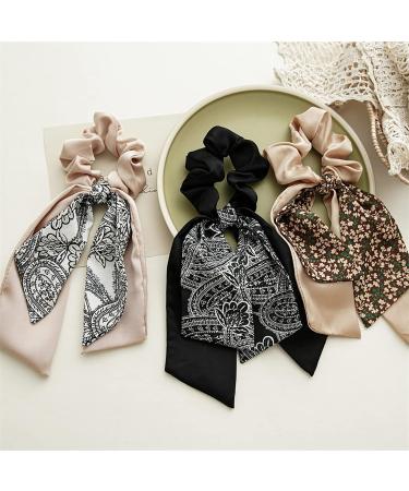 6 Pcs Bowknot Hair Bands Scarves - Double Layer Chiffon Elastic Hair Ties for Women & Girls - Ponytail Holders & Hairprint Bandana - Buy Online on GoSupps.com