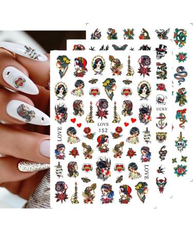Nails Art Decoration Nail Decals Self Adhesive Chinese Dragon Snake Gothic Style Nail Stickers 3D Black(148) - Buy Online on GoSupps.com