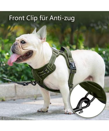 POPOTT Reflective Dog Harness - Adjustable No-Choke Pet Vest for Medium Dogs | Soft Padded with Control Handle - Army Green - Buy Online on GoSupps.com
