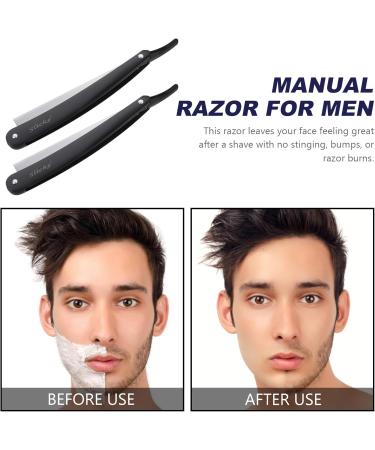 Minkissy 2-Pack Men's Razor Blades - Safe Body Razor for Barbers & Hairdressers - Black Razor Knife Holder - International Shipping Available - Buy Online on GoSupps.com