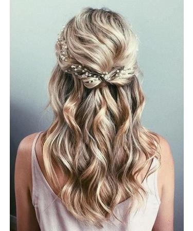 JAKAWIN Bride Wedding Pearl Hair Vine Rhinestone Hair Piece - Bridal Hair Accessories for Women and Girls - 50 cm (19.69 inch) - Buy Online on GoSupps.com