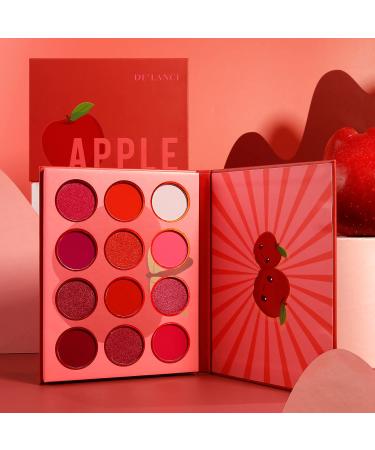 DE'LANCI Red Eyeshadow Palette - 12 Highly Pigmented Colors, Matte Shimmer Blendable Formula, Long Lasting & Waterproof - Perfect Mini Makeup Gift for Women - Buy Online on GoSupps.com