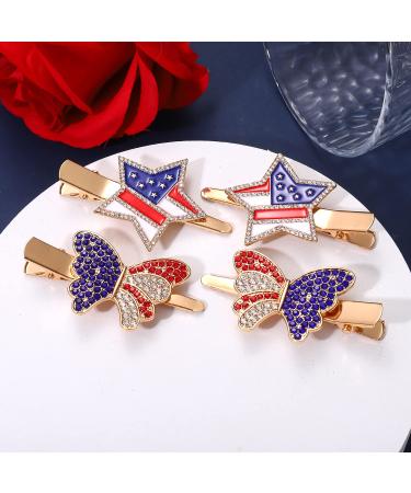 Patriotic Rhinestone American Flag Hair Clip for 4th of July Celebration - Buy Online on GoSupps.com