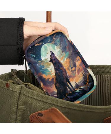 Moon Wolf Print Travel Pill Organizer Bag - Portable 7 Day Pill Case with Zipper for Daily Travel | International Shipping Available - Buy Online on GoSupps.com