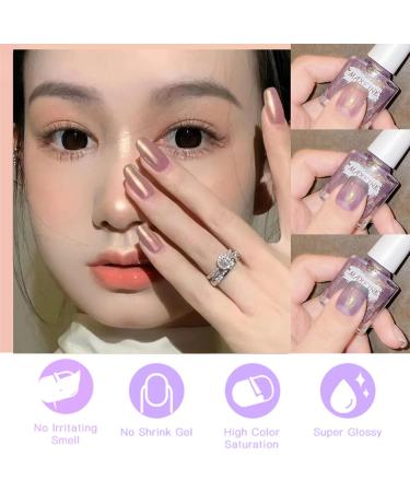 Pearl Nail Polish Nail Varnish - Long Lasting Peeling Off Nail Polish - Mermaid Shell Quick Dry Holographic Nail Polish - No UV Needed Non Toxic Water Based Formula for Women Girls Teens(Gold Purple) - Buy Online on GoSupps.com