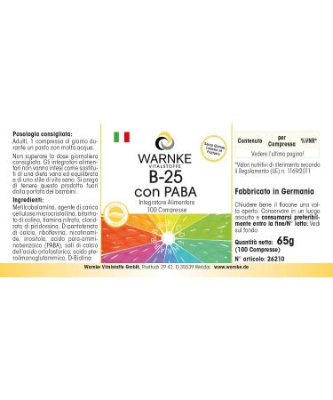 Vitamin B complex - high dosage - with PABA Vitamin B 12 Folic acid - vegan - 100 tablets | Warnke Vitalstoffe - Quality from German pharmacies - Buy Online on GoSupps.com