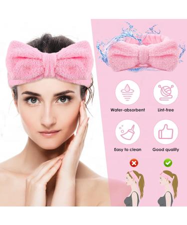 Molain Spa Headband | Bowknot Hair Band for Women | Coral Fleece | Elastic | Headband for Washing Face & Shower | Pink - Buy Online on GoSupps.com