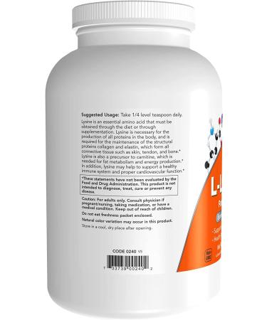 NOW L-Lysine Pure Powder - Essential Amino Acid Supplement - 16 Oz - Buy Online on GoSupps.com