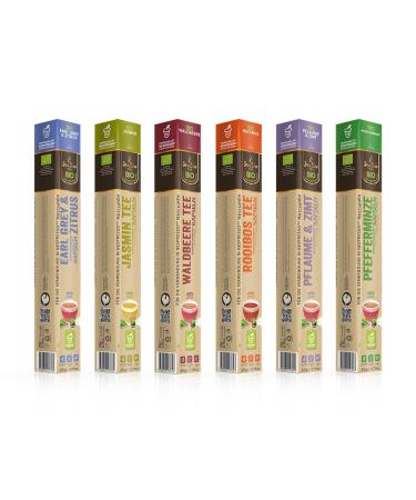 SanSiro ORGANIC TEA TASTER SET | for Nespresso | 60 coffee capsules | ORGANIC compostable | CO2 neutrally produced | environmentally friendly - Buy Online on GoSupps.com