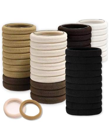 200PCS Guoxi High Elastic Soft Hair Ties Seamless Ponytail Holders Hair Scrunchies - 5 Colors, No Damage - Brown - Buy Online on GoSupps.com