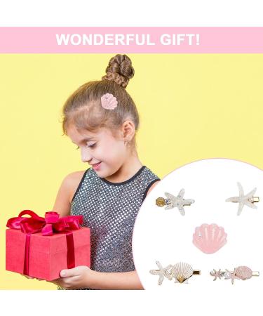 5-Piece Pearl Shell Starfish Hair Clip Set for Women - Beach Mermaid Hairpin Styling Accessories - Buy Online on GoSupps.com