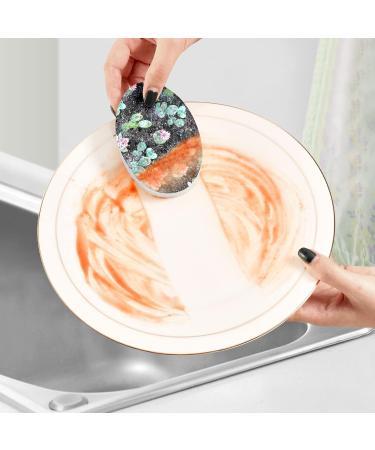 3-Pack Cleaning Kitchen Sponges Oval Cactus Flower Kitchen Cellulose Dishwashing Wood Pulp Cotton - Buy Online on GoSupps.com