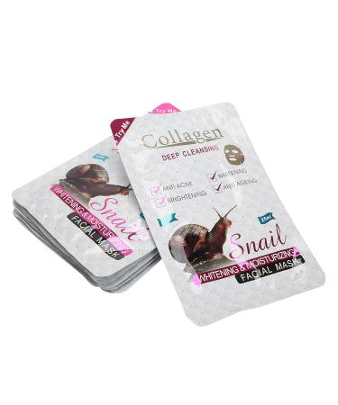 Sonew 10pcs Snail Agency Essence Facial Sheet Mask | Moisturizing Anti-Aging Collagen Skin Care | Hydrating Pore-Reducing Mask - Buy Online on GoSupps.com